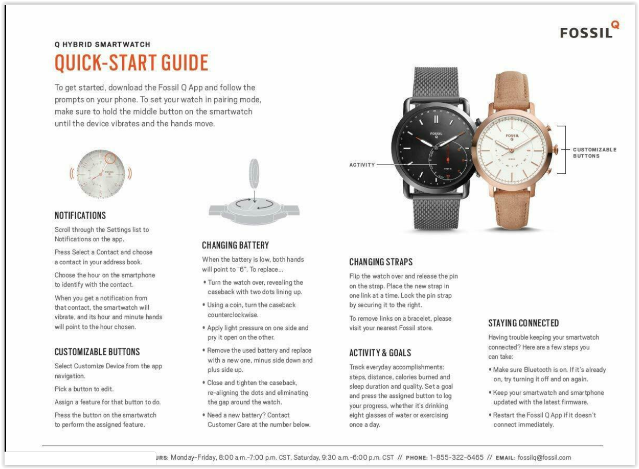 fossil ftw1151 hybrid watch smartwatch